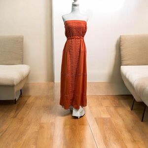 Shinestar Strapless Orange Lace Dress